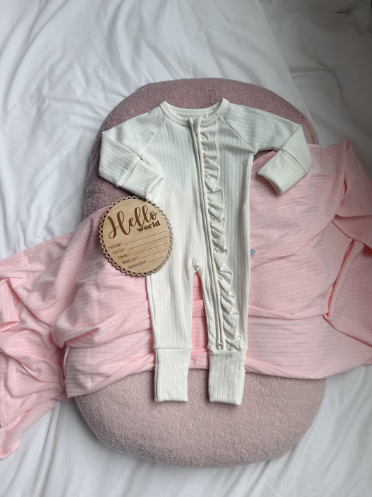 Cream Pointelle Ribbed| Romper