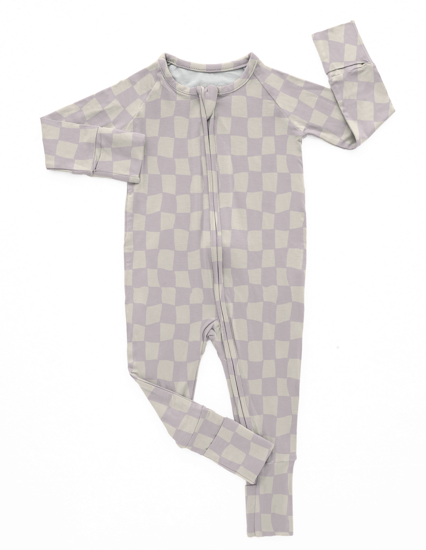 Purple Wavy Checker | Bamboo Romper