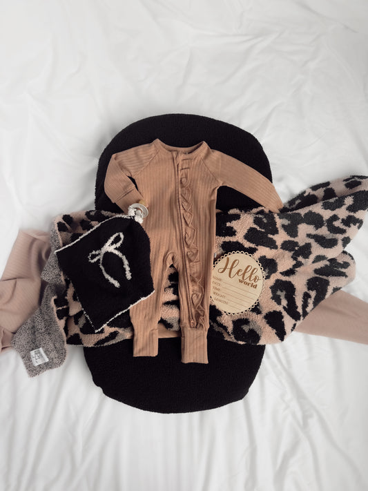 Tan Pointelle Ribbed| Romper