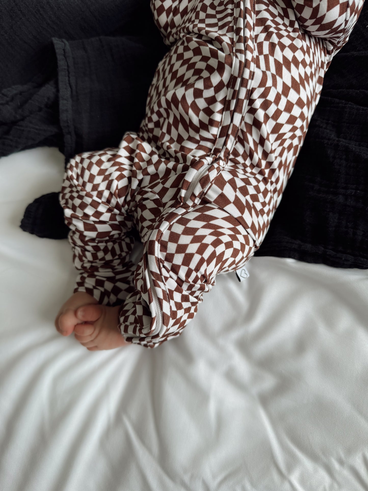 Brown Wavy Checker | Bamboo Romper