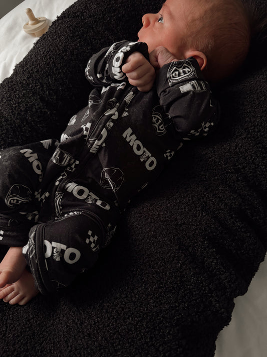 Midnight Moto | Distressed Black Bamboo Romper