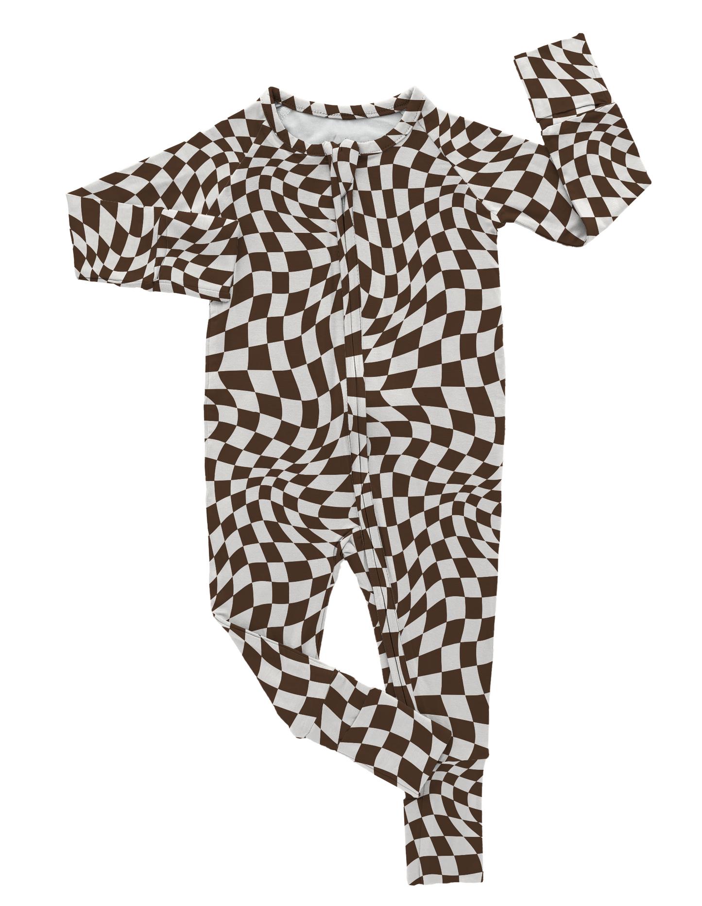 Brown Wavy Checker | Bamboo Romper