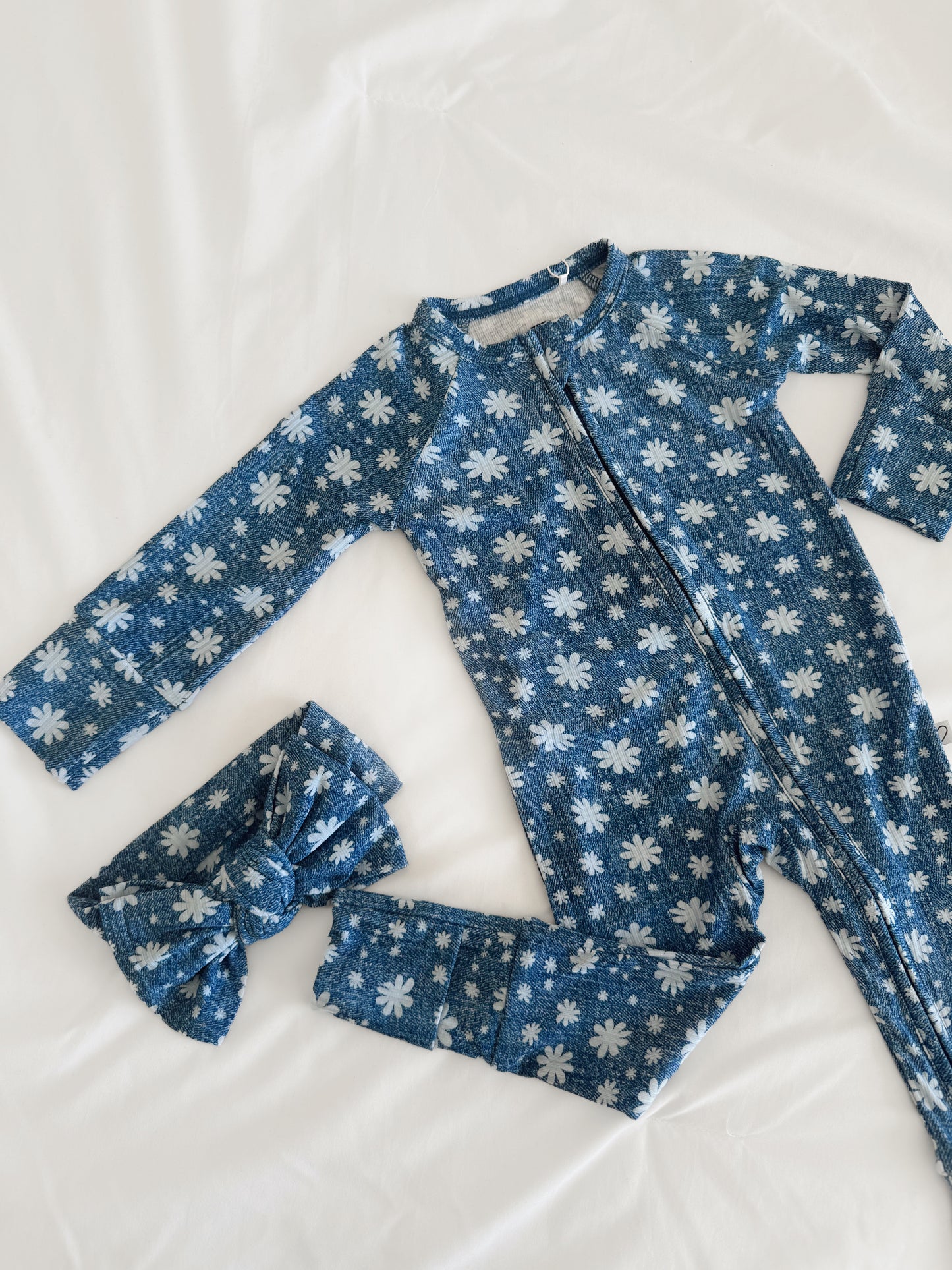 Denim Daisy | Bamboo Romper