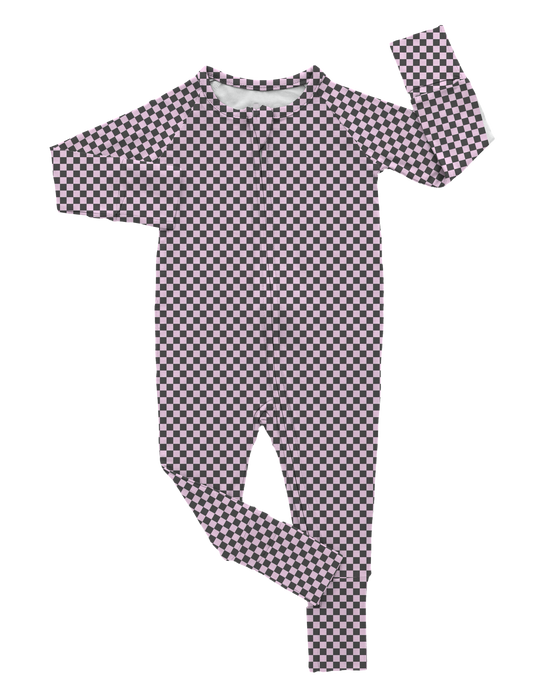 Pink Micro Check | Bamboo Romper