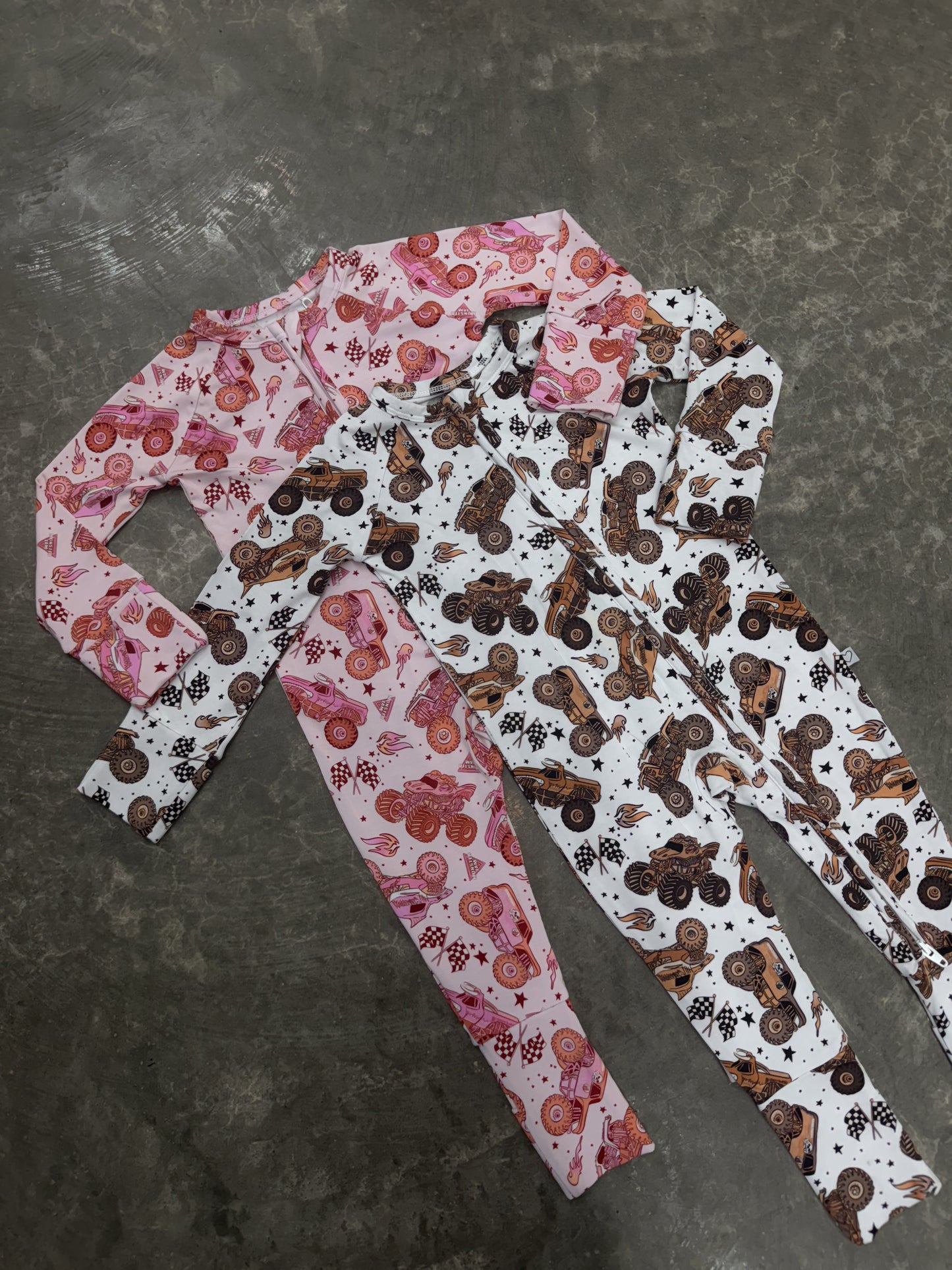 Neutral Monster Trucks | Bamboo Romper