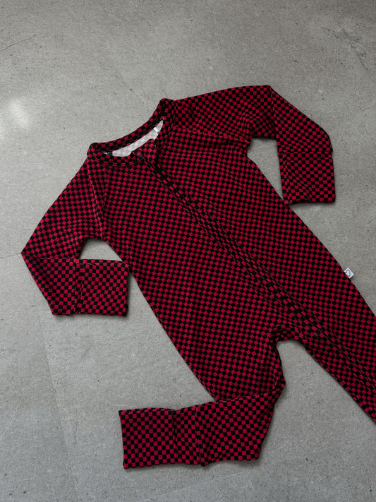Red Micro Check | Bamboo Romper
