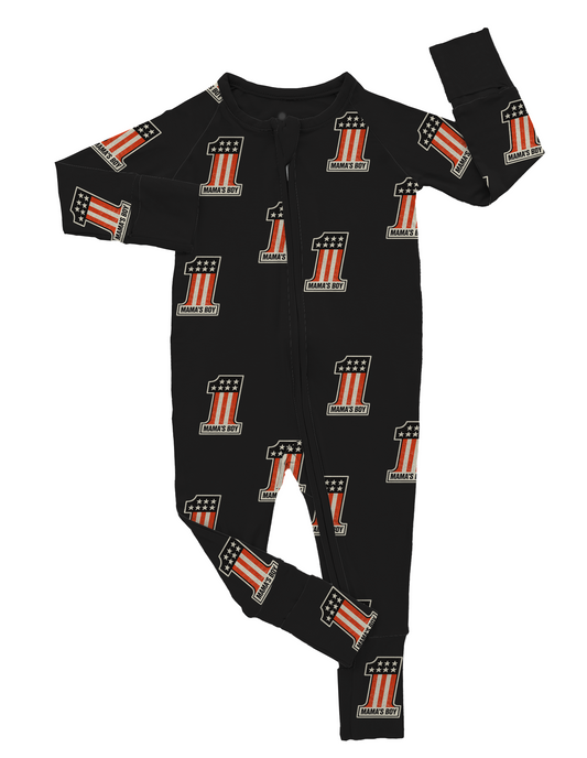 #1 Mama’s Boy | Charcoal Bamboo Romper