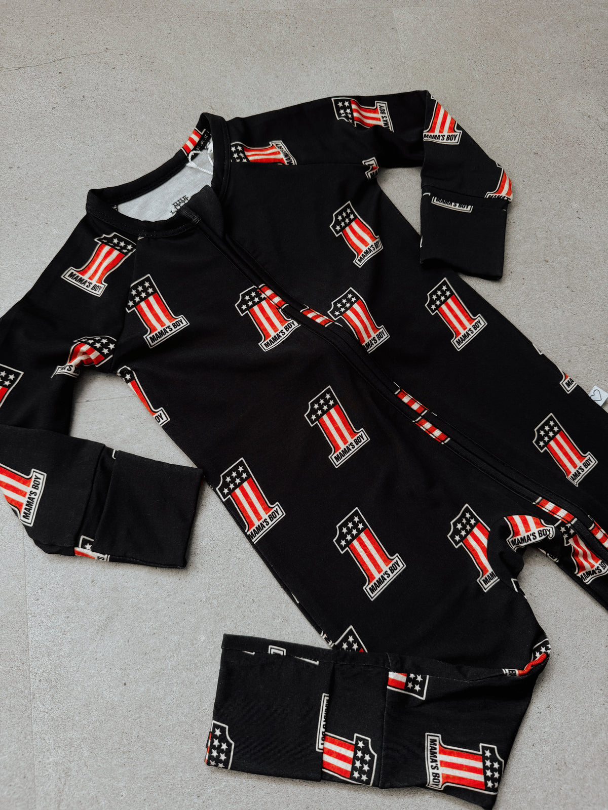 #1 Mama’s Boy | Charcoal Bamboo Romper