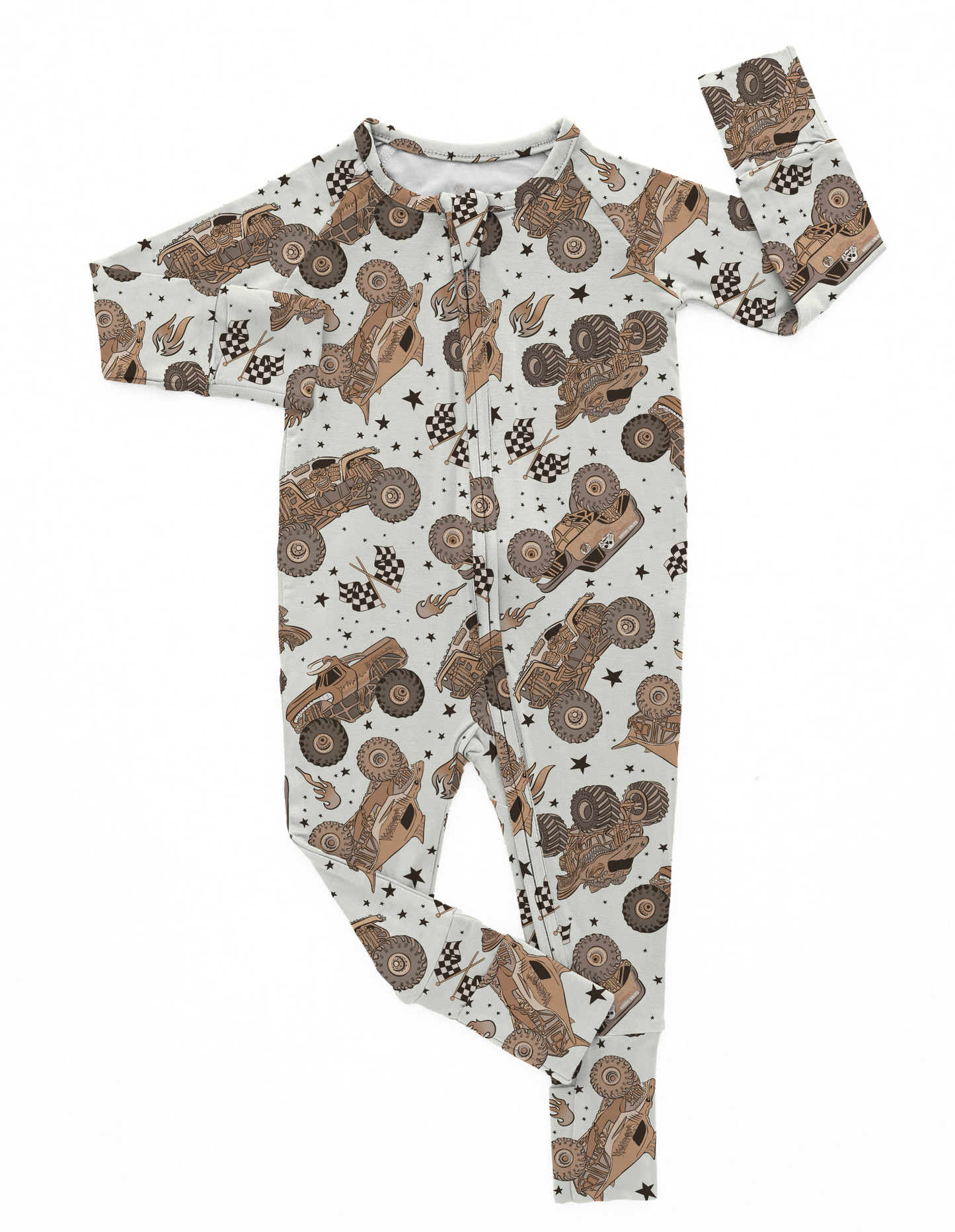 Neutral Monster Trucks | Bamboo Romper