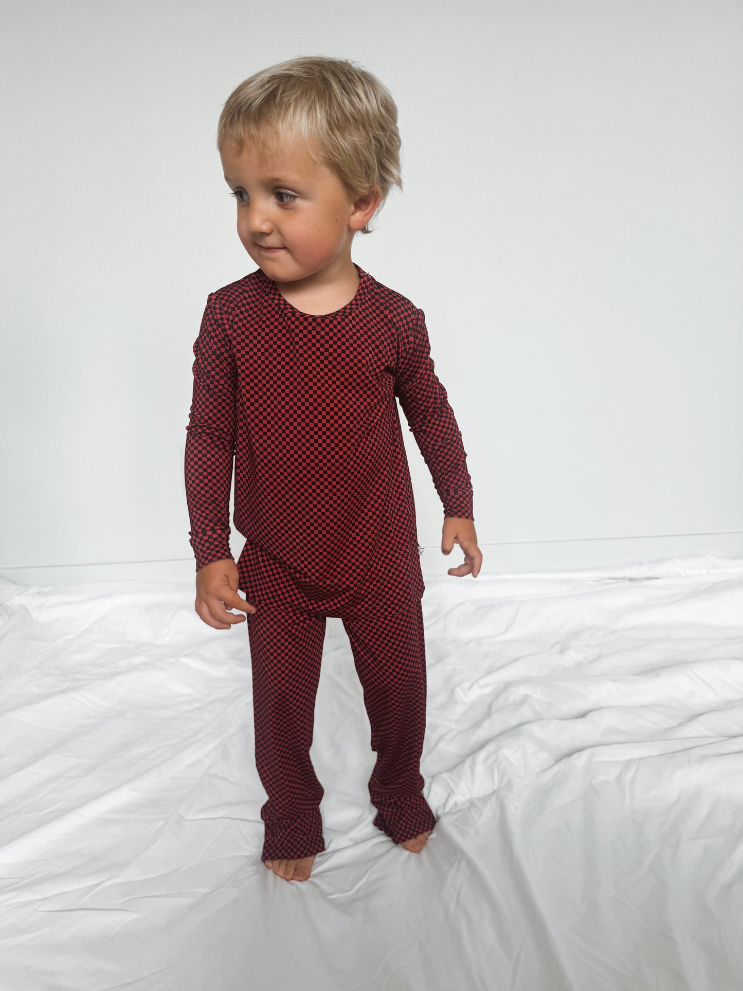 Red Micro Check | Bamboo Straight Leg Two-Piece