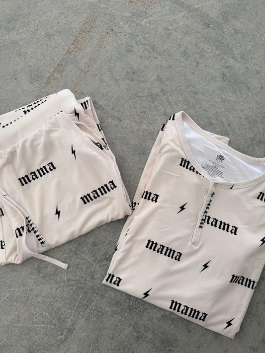 Mama | Cream Bamboo Pajama Set