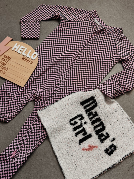 Pink Micro Check | Bamboo Romper