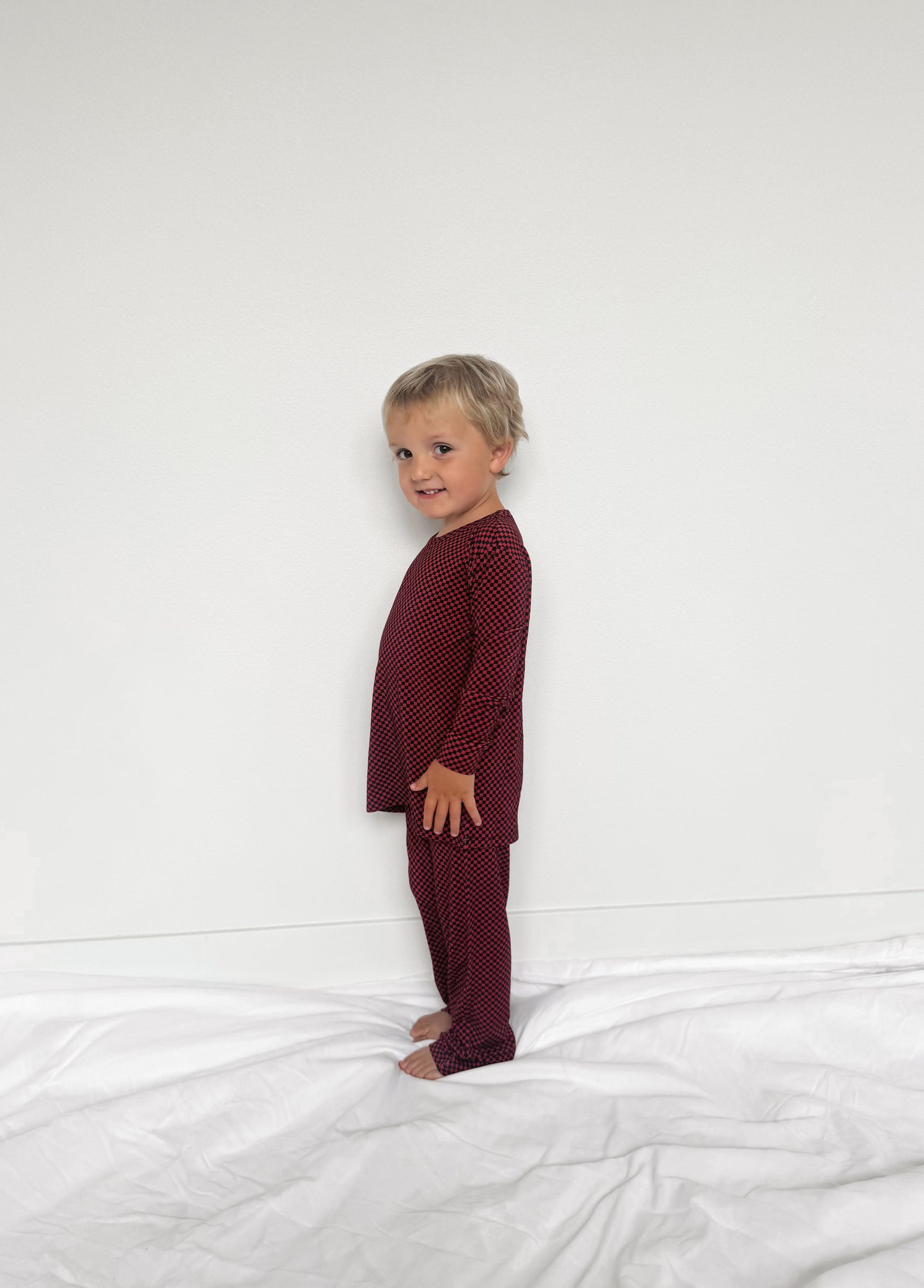Red Micro Check | Bamboo Straight Leg Two-Piece