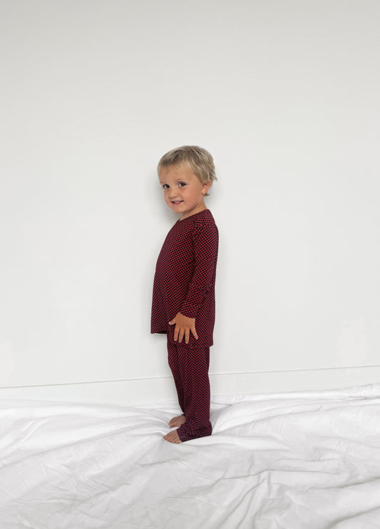 Red Micro Check | Bamboo Straight Leg Two-Piece