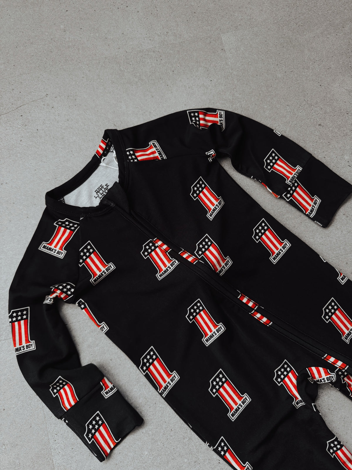 #1 Mama’s Boy | Charcoal Bamboo Romper