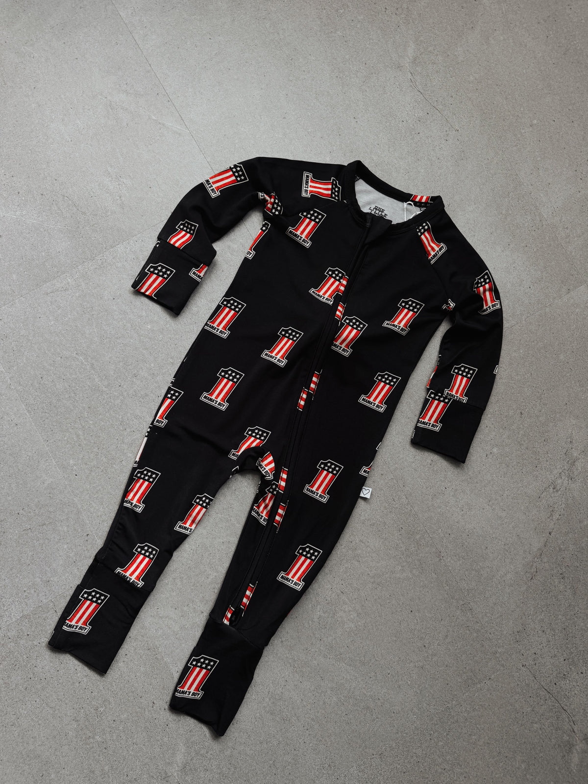 #1 Mama’s Boy | Charcoal Bamboo Romper