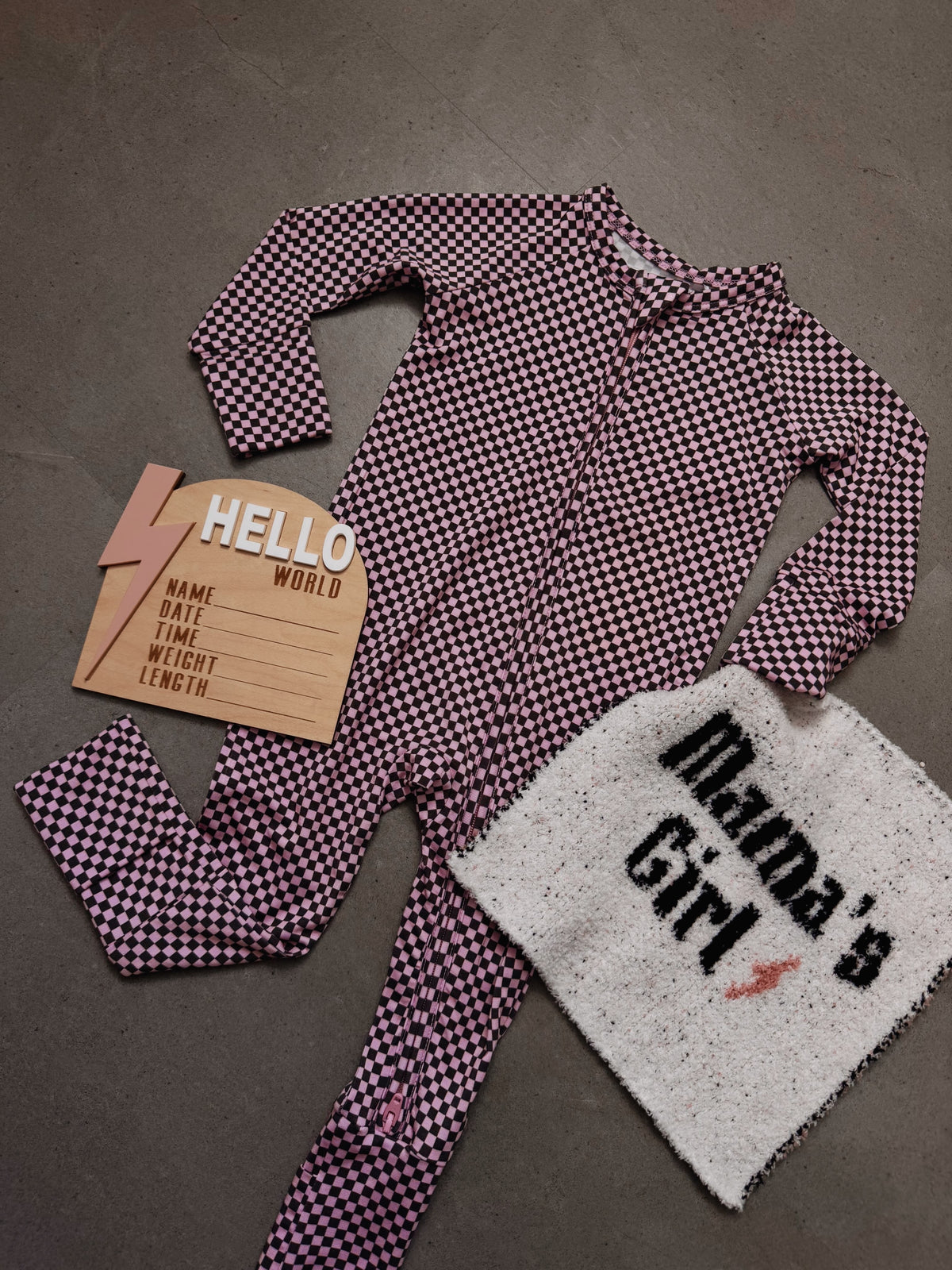 Pink Micro Check | Bamboo Romper