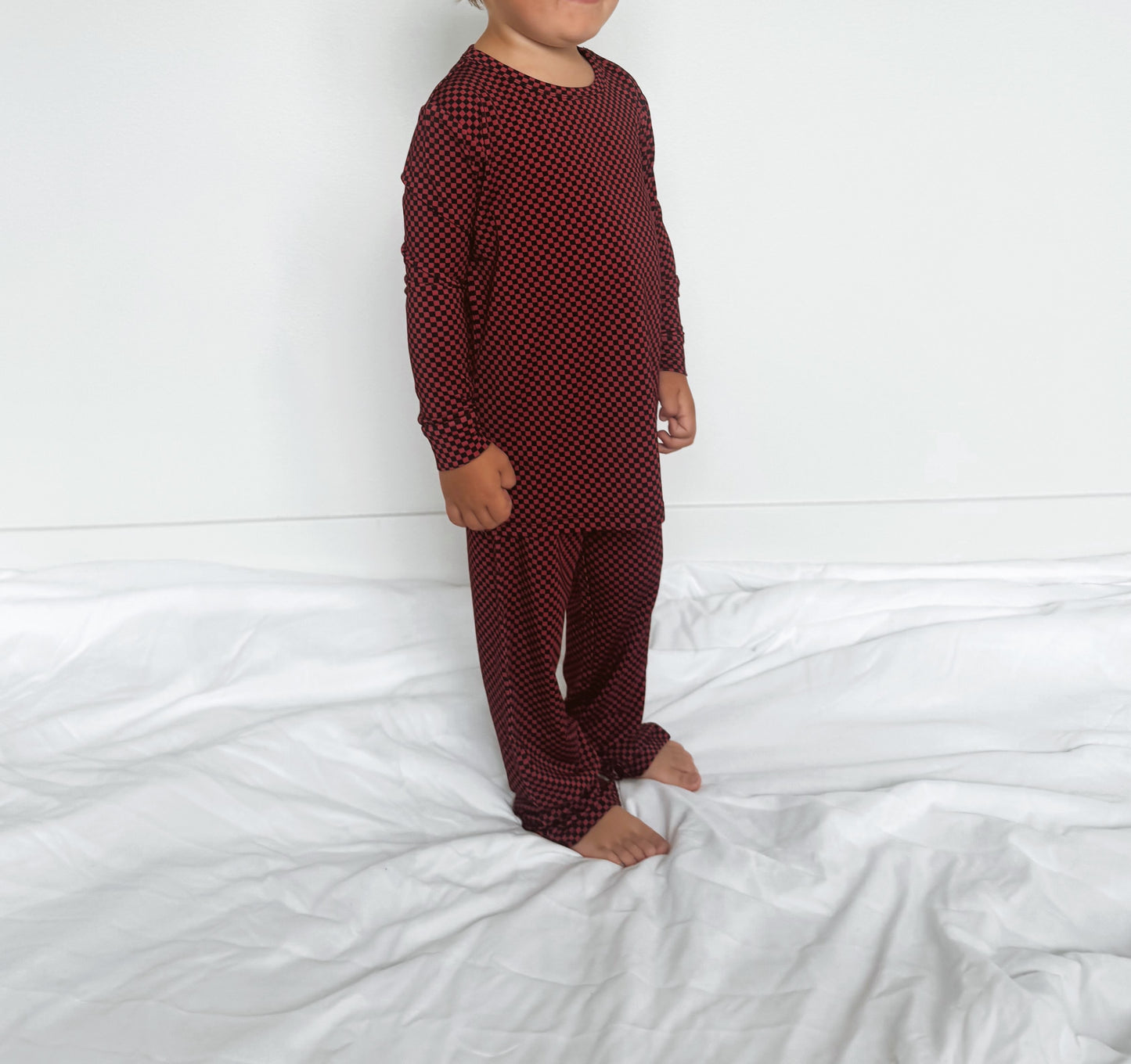 Red Micro Check | Bamboo Straight Leg Two-Piece