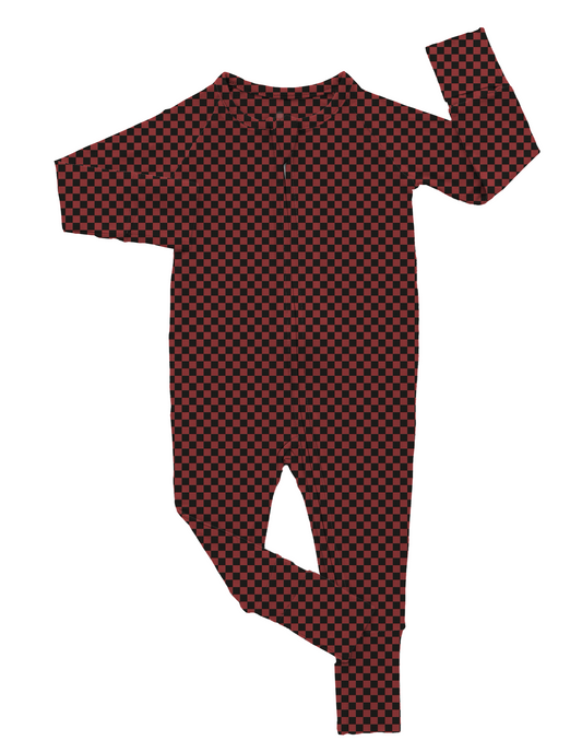 Red Micro Check | Bamboo Romper